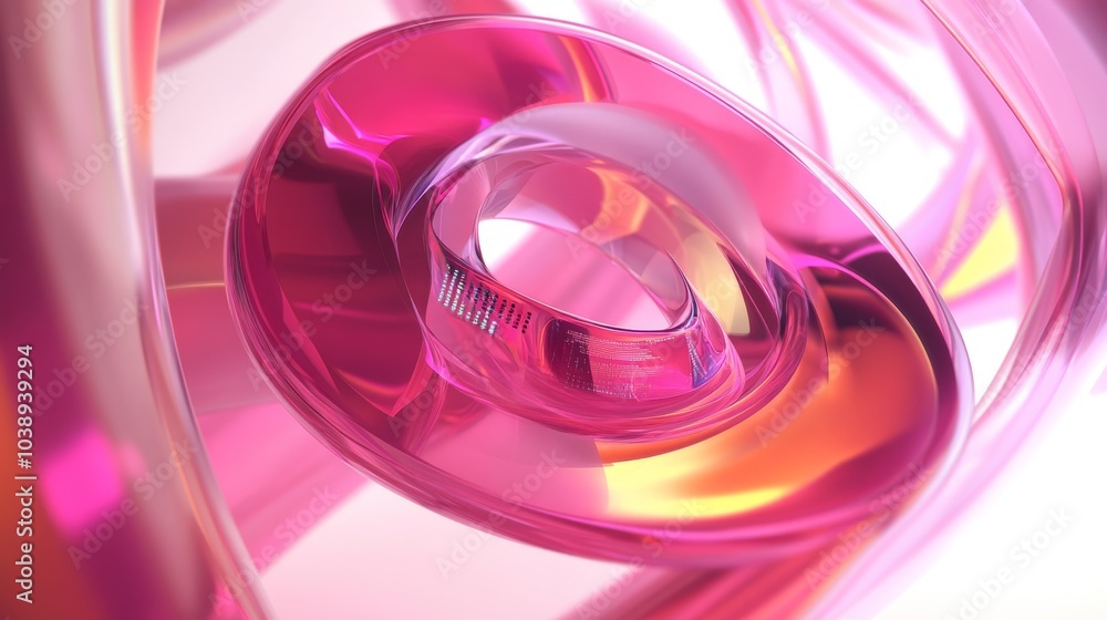 Poster a vibrant abstract design featuring swirling pink shapes and glossy textures, creating a captivating