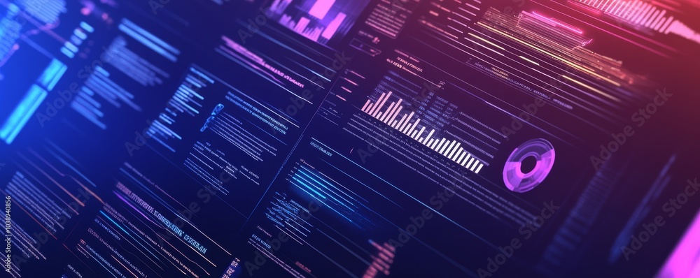 Poster abstract digital background with vibrant colors and data visualizations. perfect for technology and 