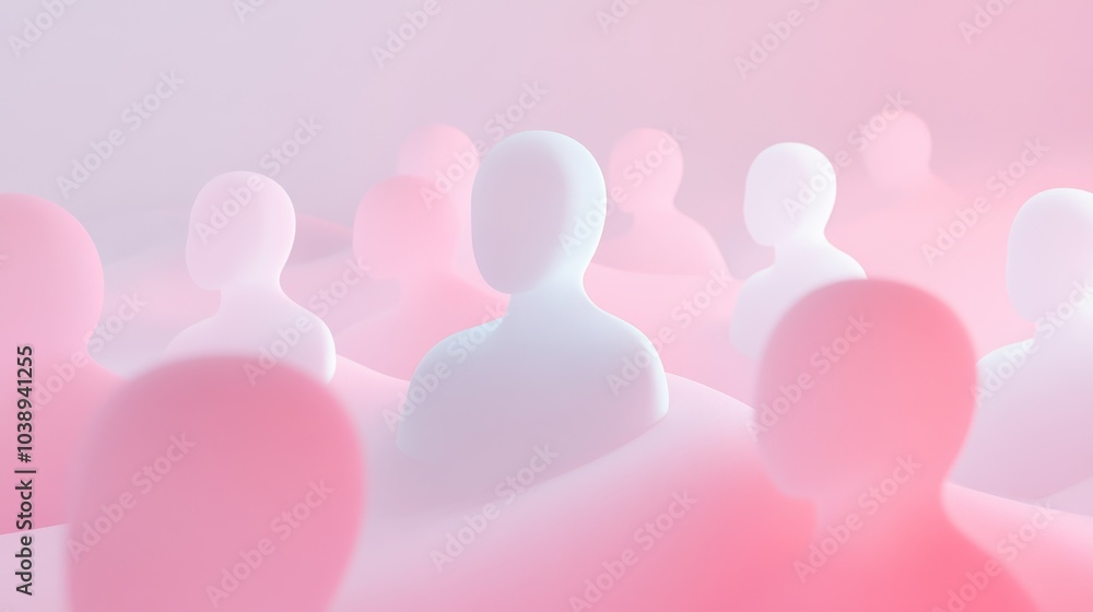 Poster abstract representation of diverse individuals in a soft gradient background, symbolizing community 