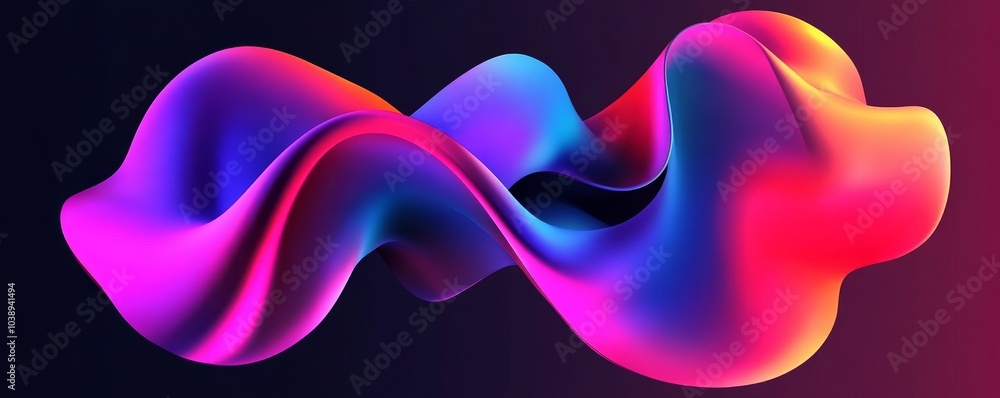 Poster abstract wave design in vibrant colors showcasing smooth curves and dynamic movement, perfect for mo