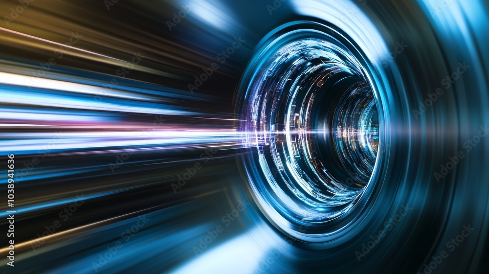 Poster an abstract representation of light beams and motion, showcasing futuristic speed and dynamic energy