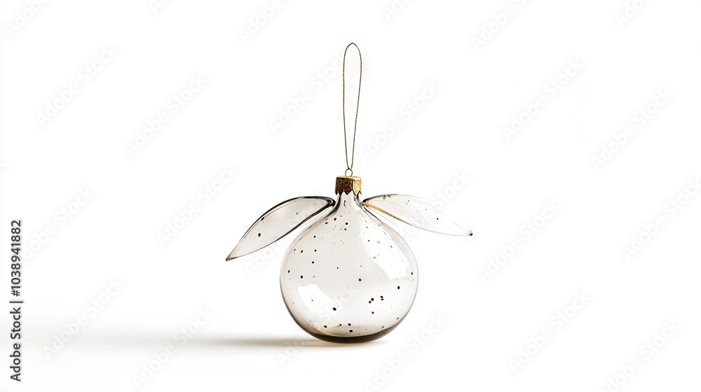 Poster a glass ornament with a leaf hanging from its side and a string attached to the top