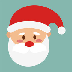 Simple Santa Claus faces in Christmas style flat illustration