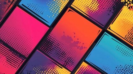 Colorful comic book style background with halftone pattern