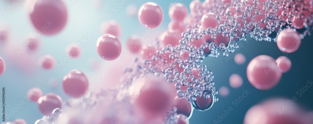 Aufkleber close-up view of pink bubbles and water droplets, creating a sense of depth and fluidity in a vibran