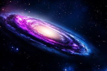 Fototapeta premium Colorful spiral galaxy shining in the universe