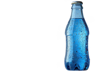 Blue soda bottle isolated on transparent background, png file, no background png file