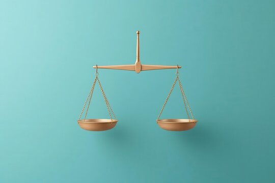 Scales of justice with two hands balancing them, cooperation in morality, flat design illustration