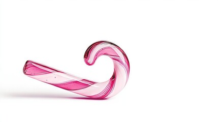   Glass sculpture of a pink wave on a white background showing reflection
