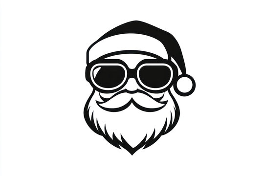 Santa Claus face with sunglasses and beard in vector illustration.