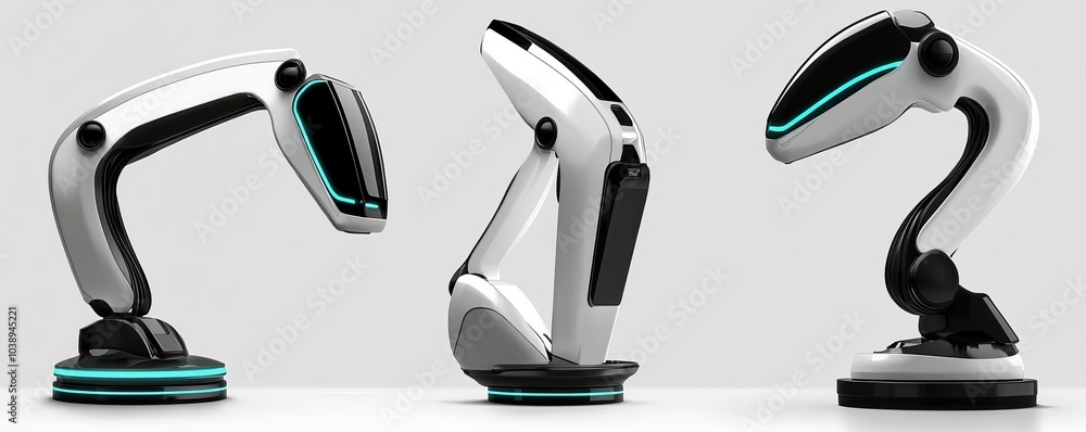 Poster futuristic robotic design showcasing unique angles and innovative technology. perfect for tech and d