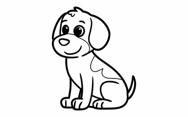 Dog coloring page design illustration and coloring page white and black design concept 