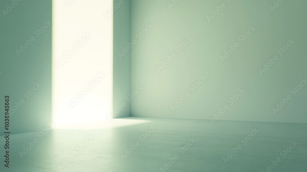 Aufkleber minimalist interior with soft light illuminating an empty space, creating a serene and open atmosphe