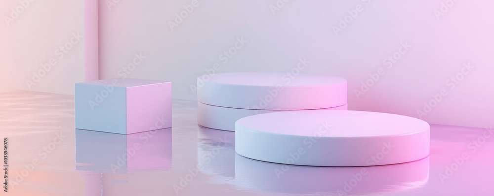 Aufkleber modern geometric shapes in soft pastel colors create a stylish and minimalistic display for product 
