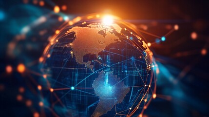 Obraz premium A Global Network of Connected Points of Light