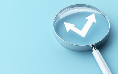 SEO logo with growth arrow inside a magnifying glass, symbolizing effective search optimization tactics for digital marketing success