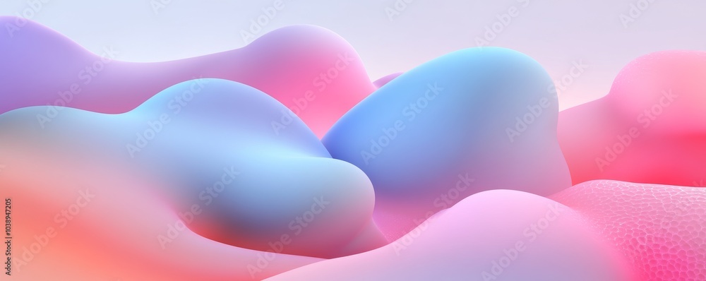 Poster soft abstract shapes in pink and blue tones create a tranquil and dreamy background for various desi
