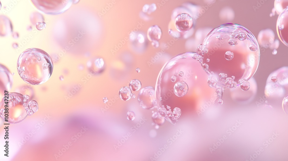 Poster soft pastel bubbles float in a dreamy background, creating a serene and calming atmosphere perfect f