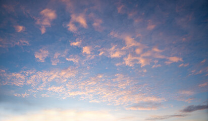 beautiful sunset sky with cirrus clouds