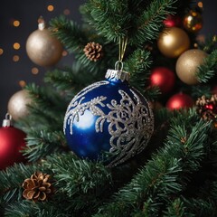 Fototapeta premium Joyful ornaments inspire a warm holiday atmosphere