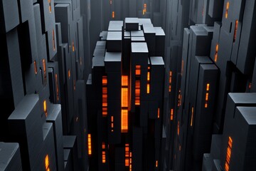 Obraz premium Futuristic cityscape, where buildings change shape and color depending on individual perspectives, symbolizing subjective reality in a technologically advanced world