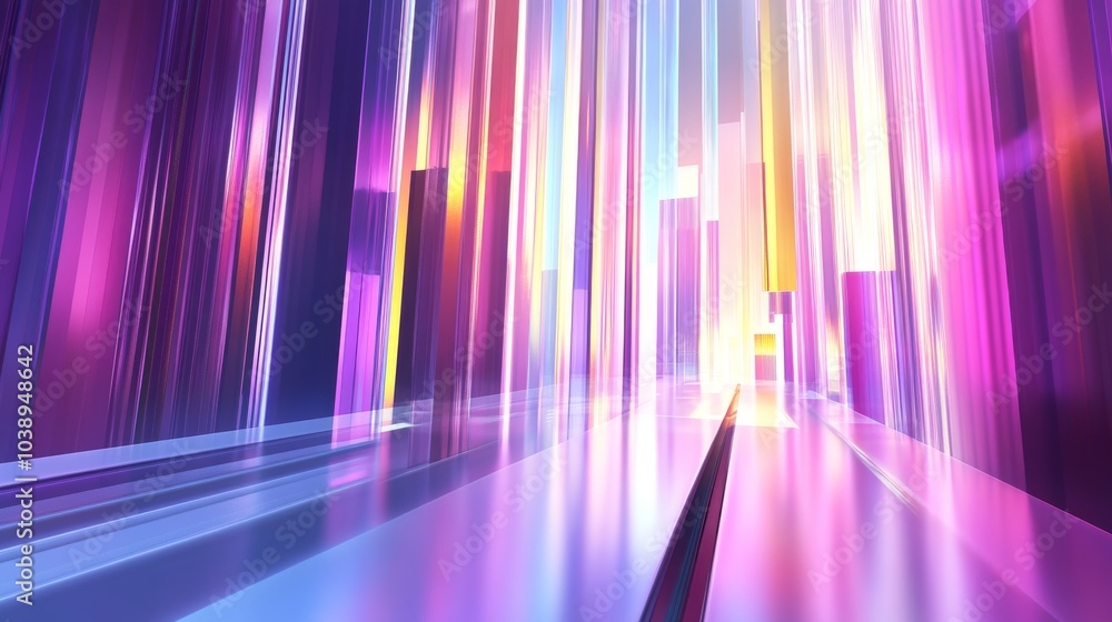 Poster vibrant abstract background with colorful vertical lines and a glossy surface, perfect for modern de