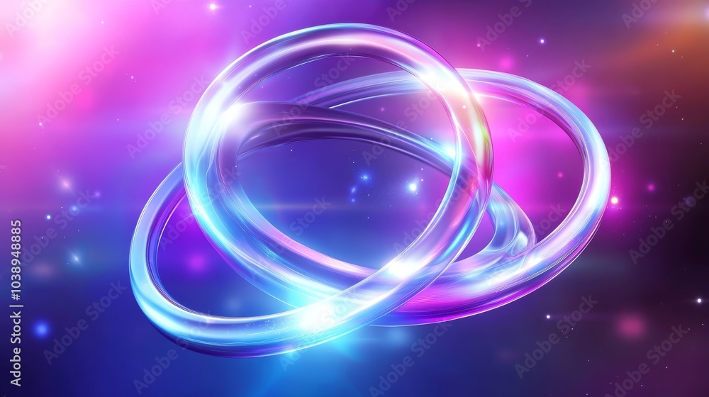 Poster vibrant abstract loops and swirls with radiant light effects, creating a mesmerizing cosmic atmosphe