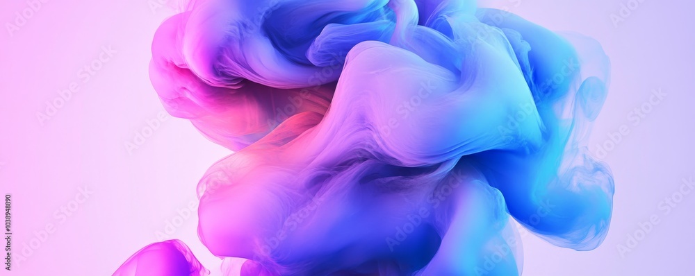 Poster Vibrant abstract swirl showcasing blending colors of pink and blue, representing fluidity and artistic expression in design.