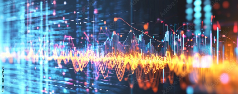 Aufkleber vibrant sound wave visual representing audio frequencies and dynamic energy flow, perfect for music 