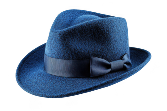 Blue trilby hat isolated on transparent background, png file, no background png file