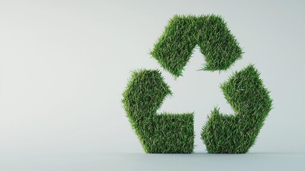 Recycling symbol made of grass on a white isolated background.