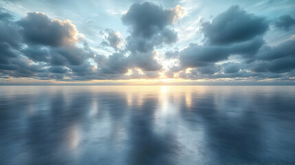 Naklejka premium Calm Water Sunset Cloudscape - Realistic Image