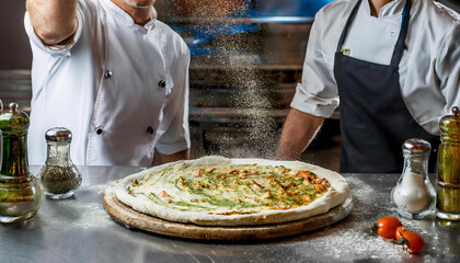 Chefs create delicious pizzas in lively cooking competition setting