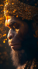 Obraz premium Close-Up of Hindu God Hanuman: Capturing the Strength and Devotion of the Beloved Deity