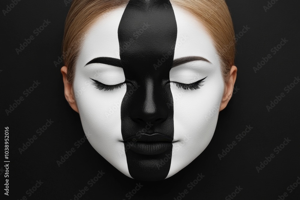 Poster outline of a face, half in darkness and half in light, symbolizing duality in subjective experience