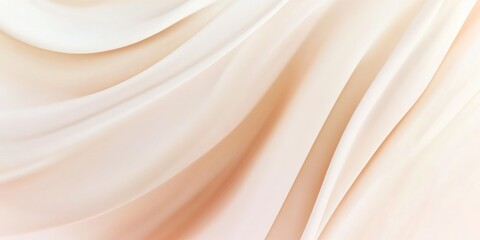 Abstract Background with Soft Creamy White and Beige Silk Fabric Draped in Gentle Waves and Folds, a Luxurious and Elegant Textural Design.