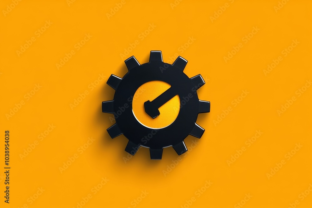 Poster single industrial gear in minimalist style, symbolizing the core of mechanical processes and enginee
