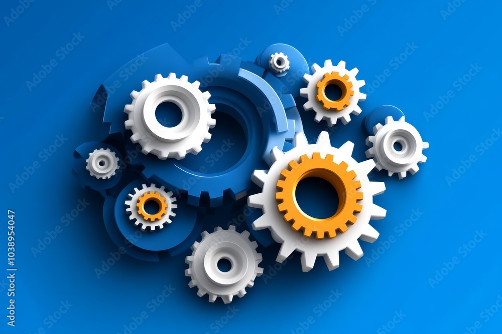 Poster single industrial gear in minimalist style, symbolizing the core of mechanical processes and enginee