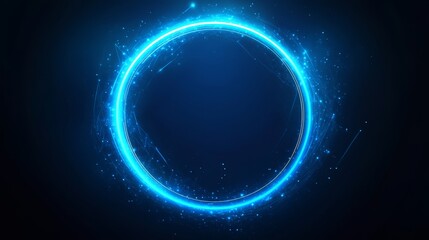 Glowing blue neon circle. Dark background