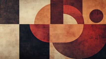 Abstract Geometric Art with Warm Tones and a Grunge Texture - A Visual Exploration of Shape and Color.