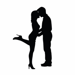 A silhouette of a couple embracing each other vector silhouette
