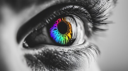 Emotional Intelligence Concept Through Rainbow Eye Photography.Generative AI
虹色の目の写真を通じた感情知性の概念