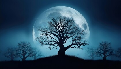 Full Moon Shining on Cloudy Night Sky Halloween and Mystic Vibes
