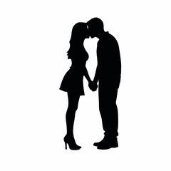 A silhouette of a couple embracing each other vector silhouette