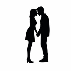 A silhouette of a couple embracing each other vector silhouette