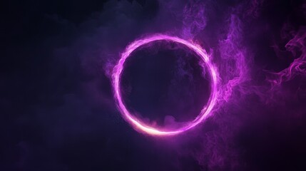Glowing purple neon circle. Dark background