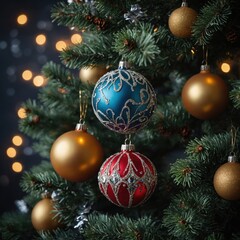 Joyful toys make the Christmas tree festive