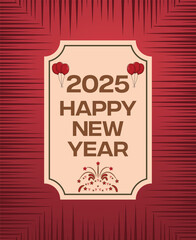 Elegant 2025 happy new year design with golden text 