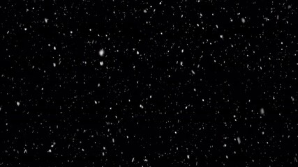 Winter snow overlay. Isolated falling snow animation - transparent background. Seamless loop, alpha channel. 
