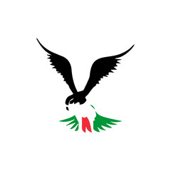 Falcon Abstract Icon with  Palestine flag